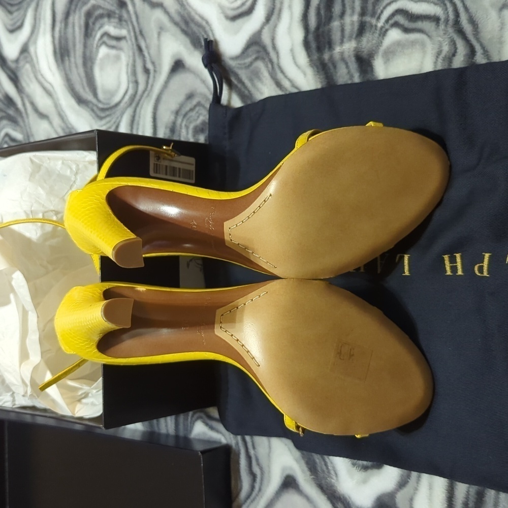Ralph Lauren Purple Label ARDELISA-SN-HES canry yellow Women's Heels. Size 40B. - Picture 3 of 14